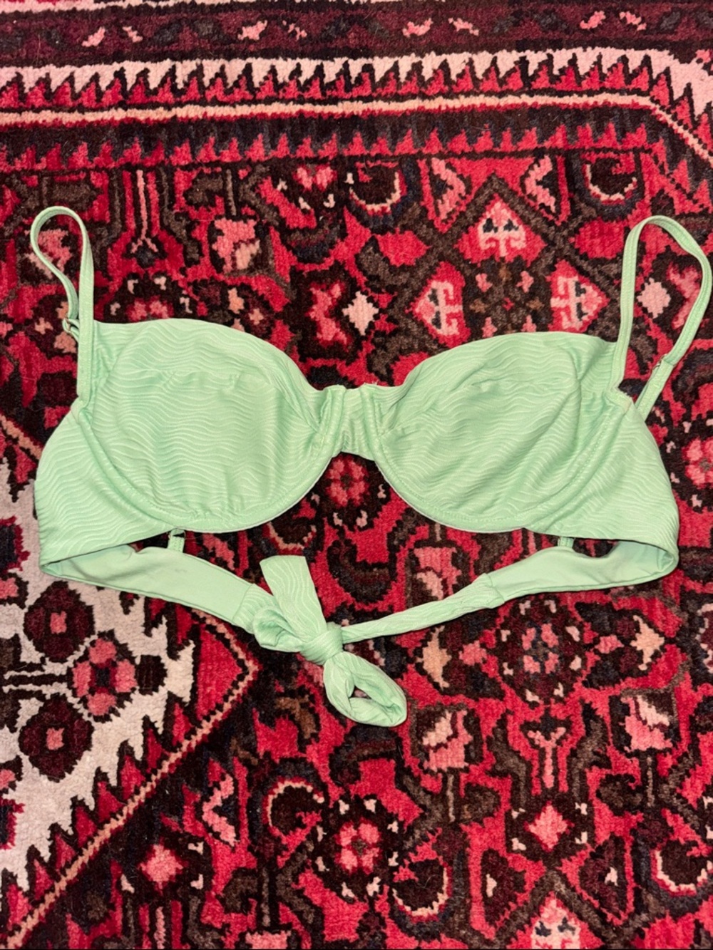 Monday Swimwear Wavy Ribbed Bikini Top Seafoam Green Medium